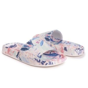 White Floral Pool Party Slider Sandal